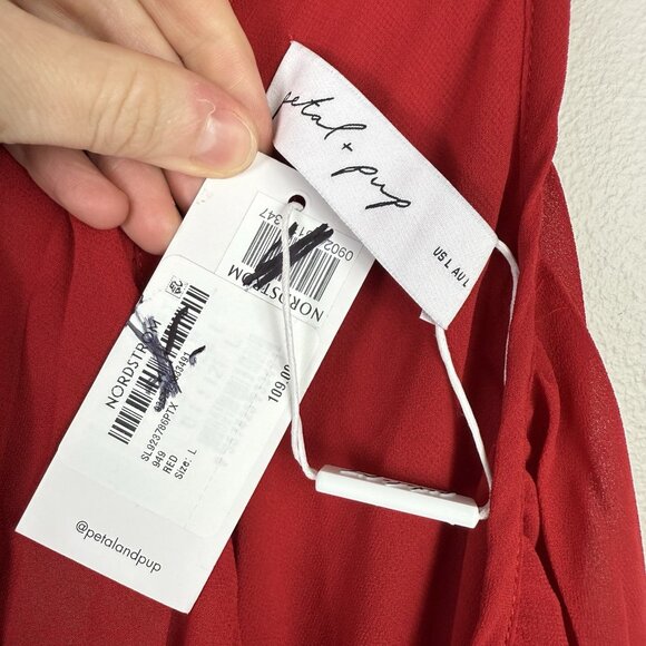 Petal & Pup Gia Red Pleated Halter Maxi Dress L Nordstrom Formal Wedding Beach - Picture 10 of 11